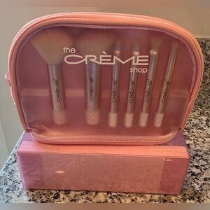 The Creme Shop Best Essentials Makeup Brush Complete Travel Set w Pink Pouch